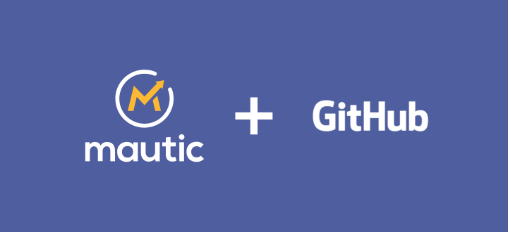 Blue background with Mautic logo, + sign, and GitHub logo
